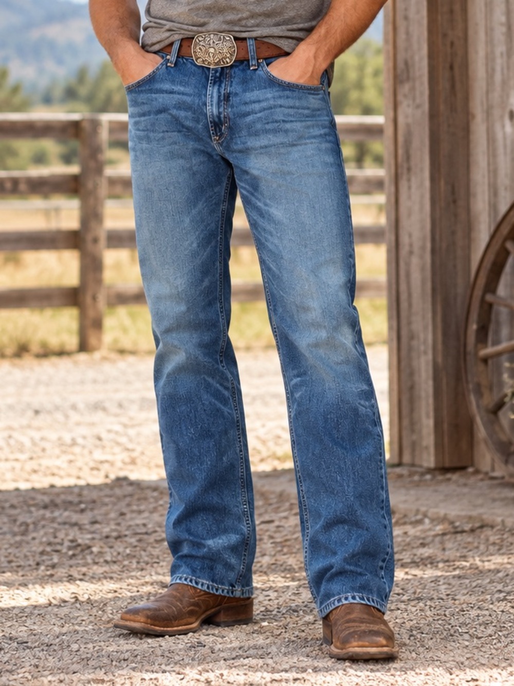 Ariat M4 Men’s 38x34 Relaxed Straight Leg Blue Denim Western Cowboy Jeans